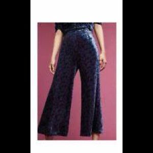 High waisted Velvet cropped wide leg pants